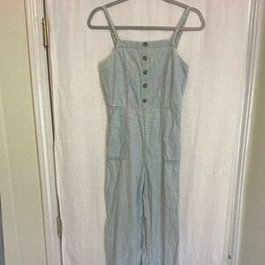 Old Navy Light Blue Button-Up Jumpsuit